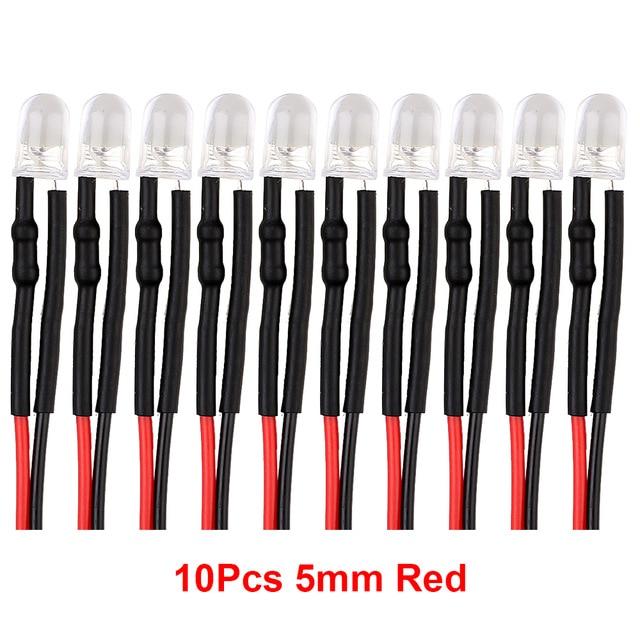 10 PCS Red Lights with dimension markings below