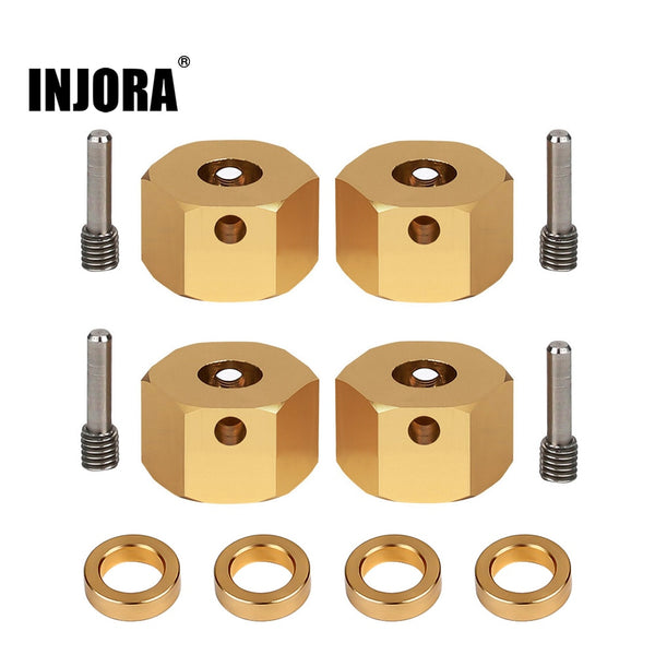 INJORA 4PCS 12mm Heavy Brass Wheel Hex Hub Extenders for Axial SCX10 III Capra 1.9 UTB