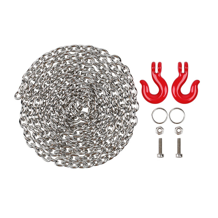 steel chain, 2 red hooks and screws