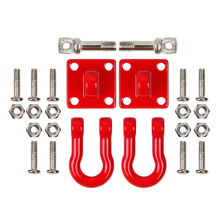 Red Metal Trailer Tow Hooks kit parts top
