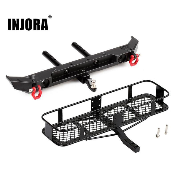 Metal Rear Bumper & Back Hitch Carrier Rack for SCX10 Jeep Wrangler - INJORA