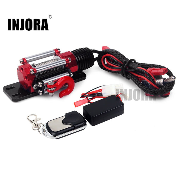 INJORA Metal Winch with Wireless Remote Controller & Receiver for 1/10 RC Crawler