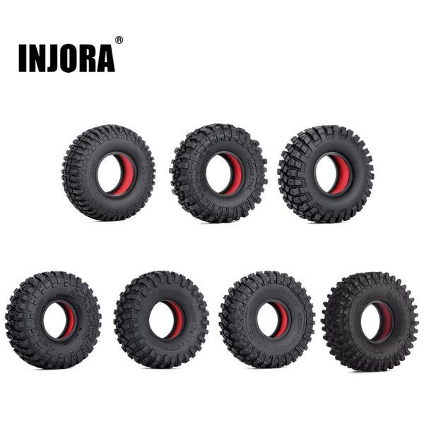 4PCS 1.9" 100-123mm Rubber Wheel Tires with Dual Stage TPE Foam