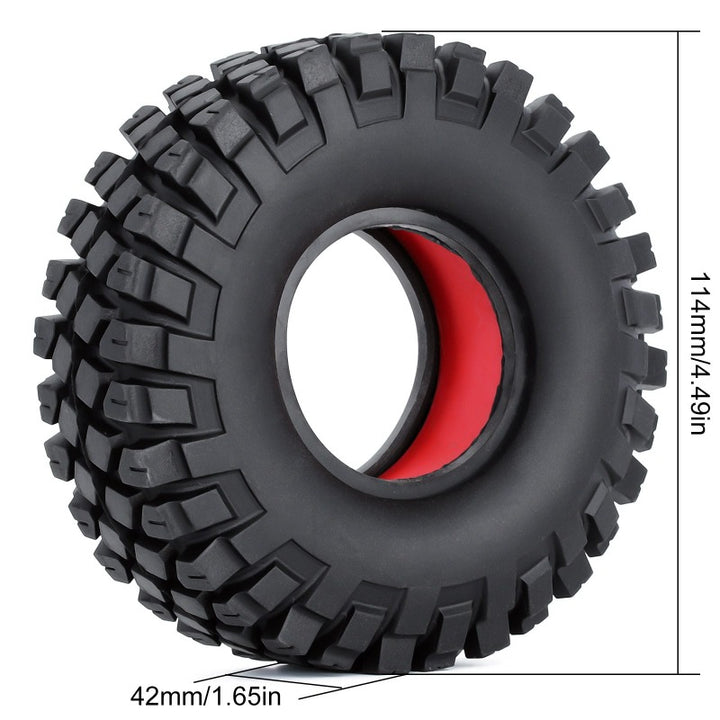4PCS 1.9" 100-123mm Rubber Wheel Tires with Dual Stage TPE Foam