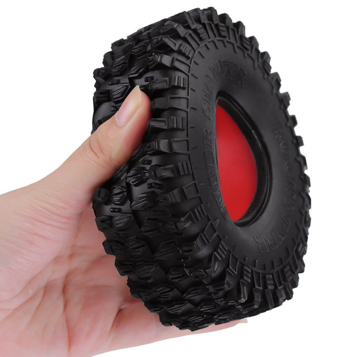 4PCS 1.9" 100-123mm Rubber Wheel Tires with Dual Stage TPE Foam