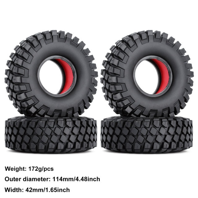 4PCS 1.9" 100-123mm Rubber Wheel Tires with Dual Stage TPE Foam