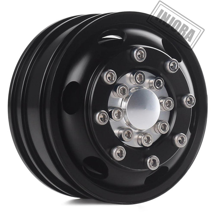 2 PCS Black/Silver CNC Alloy Wheel Rims for 1/14 Tamiya Tractor