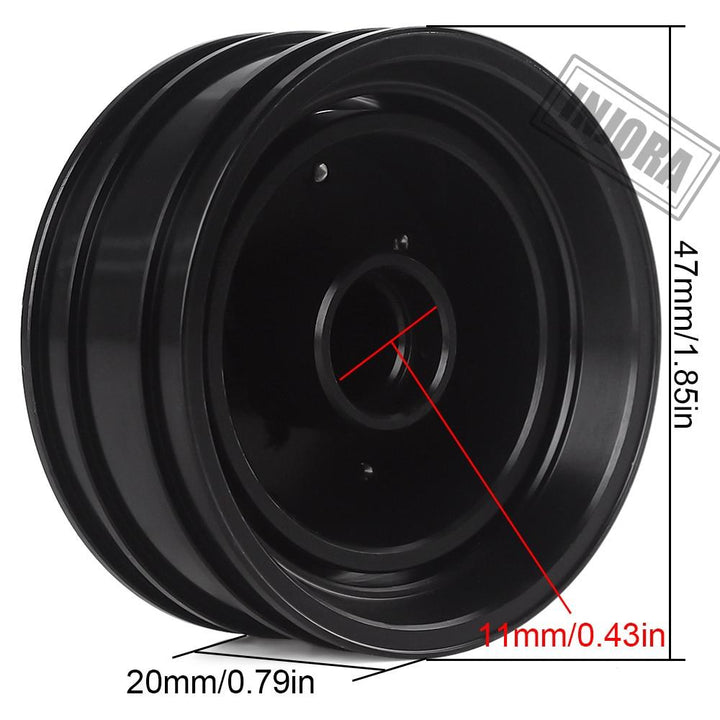 2 PCS Black/Silver CNC Alloy Wheel Rims for 1/14 Tamiya Tractor