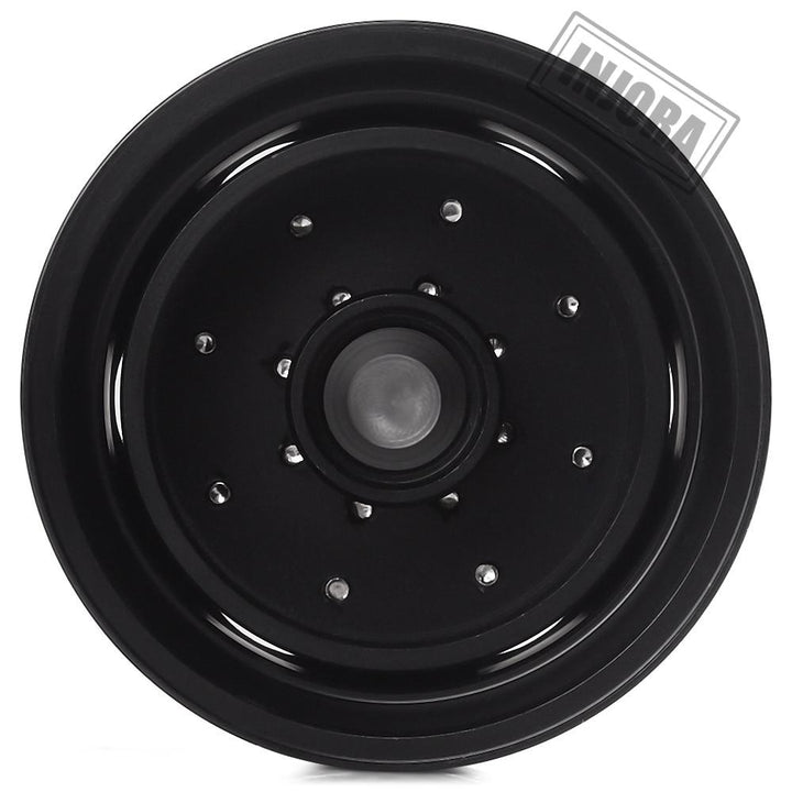 2 PCS Black/Silver CNC Alloy Wheel Rims for 1/14 Tamiya Tractor