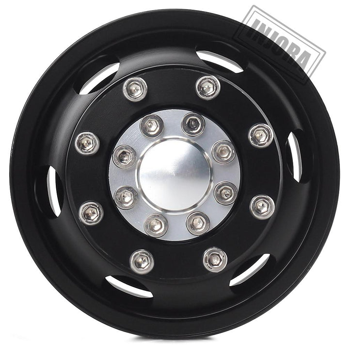 2 PCS Black/Silver CNC Alloy Wheel Rims for 1/14 Tamiya Tractor