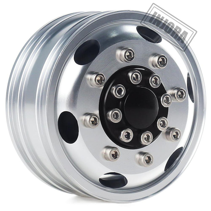 2 PCS Black/Silver CNC Alloy Wheel Rims for 1/14 Tamiya Tractor