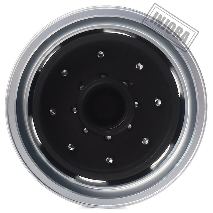 2 PCS Black/Silver CNC Alloy Wheel Rims for 1/14 Tamiya Tractor