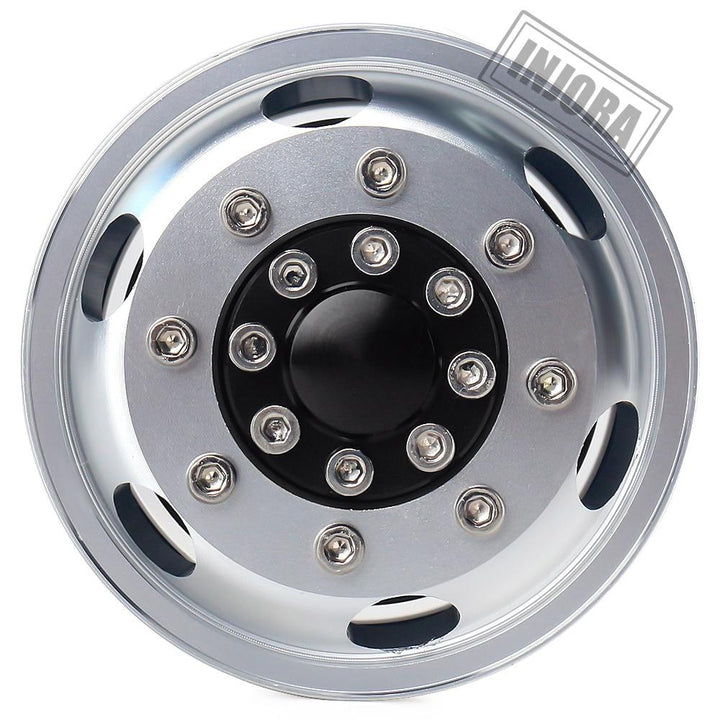 2 PCS Black/Silver CNC Alloy Wheel Rims for 1/14 Tamiya Tractor
