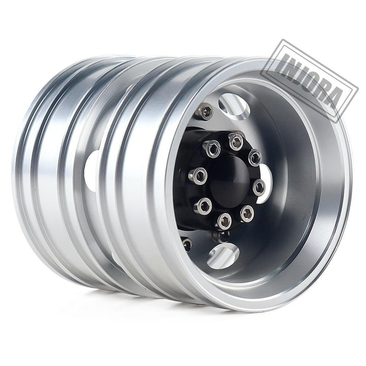 2 PCS Black/Silver CNC Alloy Wheel Rims for 1/14 Tamiya Tractor
