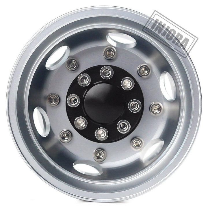 2 PCS Black/Silver CNC Alloy Wheel Rims for 1/14 Tamiya Tractor