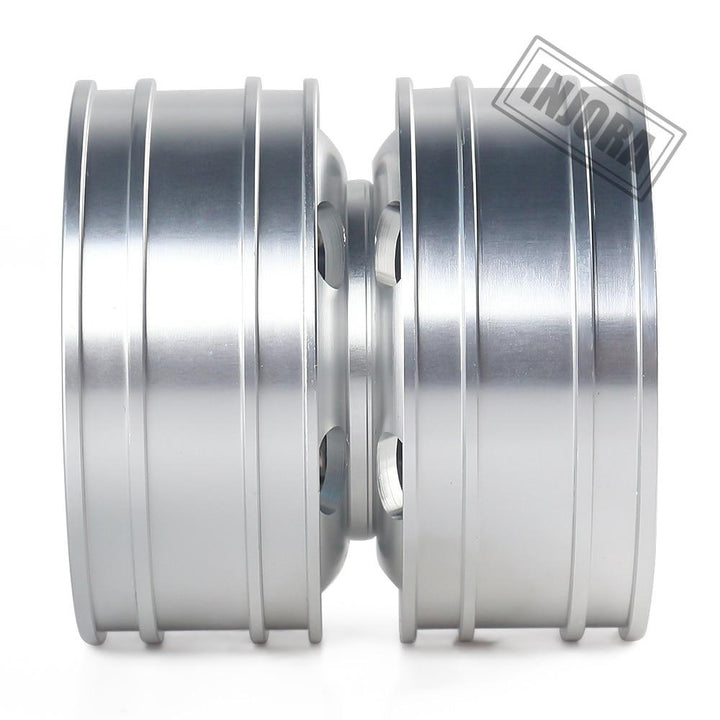 2 PCS Black/Silver CNC Alloy Wheel Rims for 1/14 Tamiya Tractor
