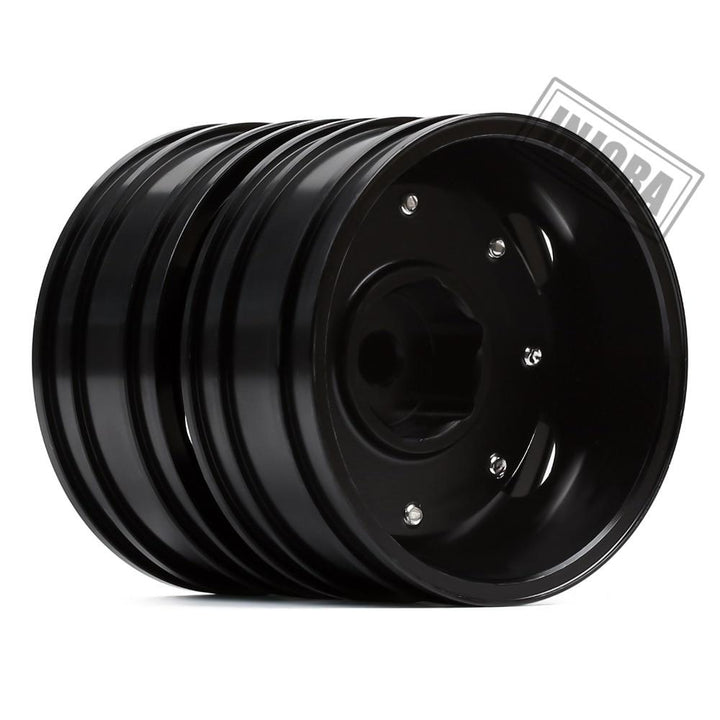 2 PCS Black/Silver CNC Alloy Wheel Rims for 1/14 Tamiya Tractor