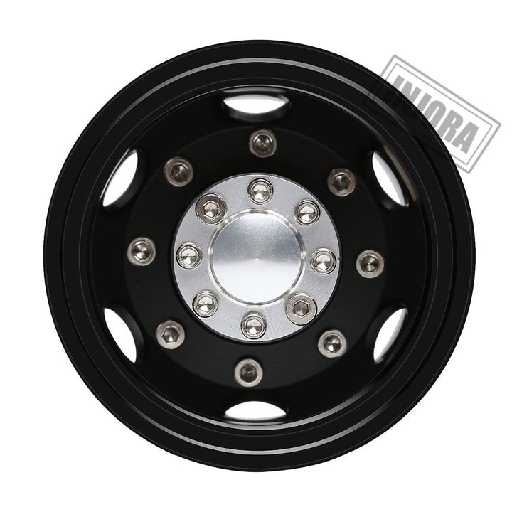 2 PCS Black/Silver CNC Alloy Wheel Rims for 1/14 Tamiya Tractor
