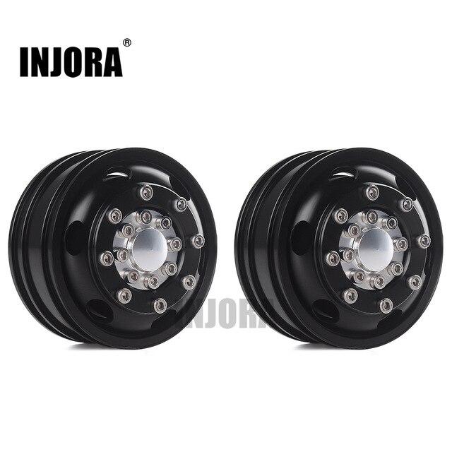 2 PCS Black/Silver CNC Alloy Wheel Rims for 1/14 Tamiya Tractor