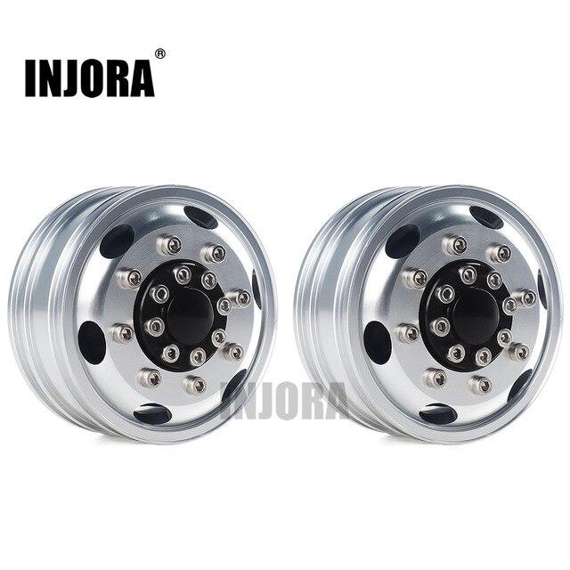 2 PCS Black/Silver CNC Alloy Wheel Rims for 1/14 Tamiya Tractor