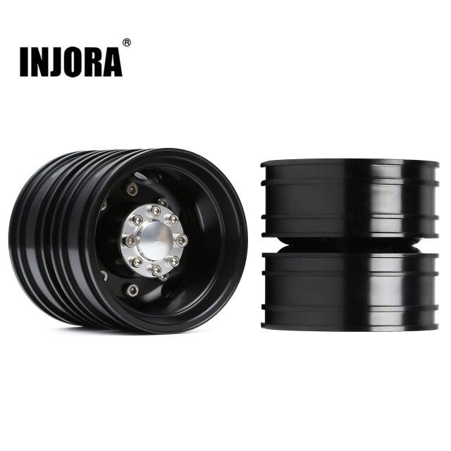 2 PCS Black/Silver CNC Alloy Wheel Rims for 1/14 Tamiya Tractor