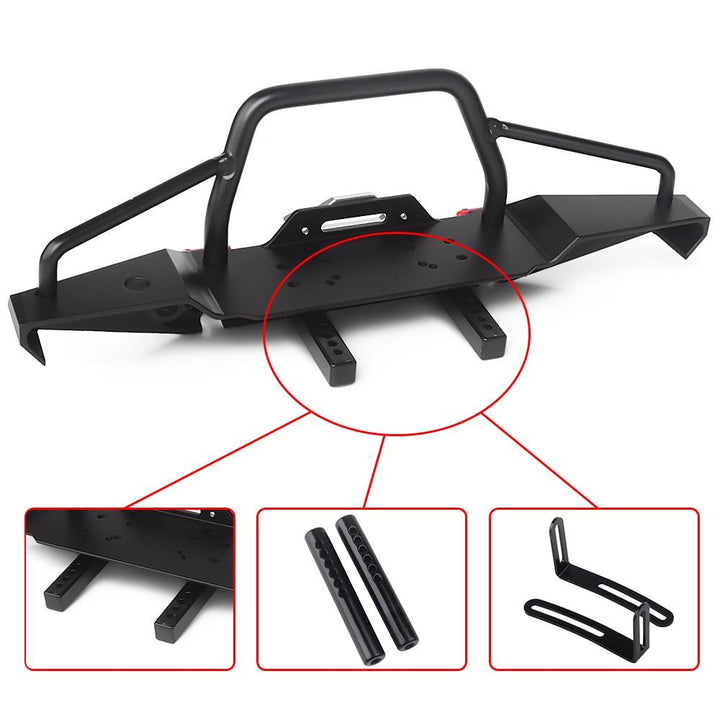 Metal Front Rear Bumper with LED Lights for Axial SCX10 II Jeep Cherokee