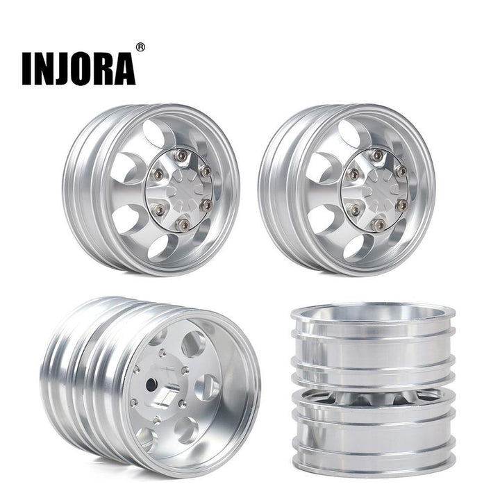 2PCS CNC Metal Front Rear Wheel Rims for 1/14 Tamiya Tractor