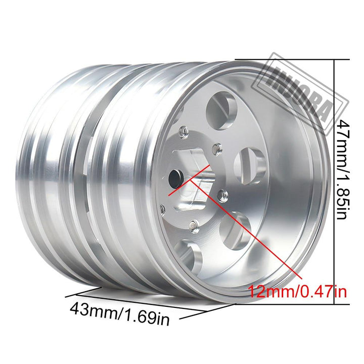 2PCS CNC Metal Front Rear Wheel Rims for 1/14 Tamiya Tractor