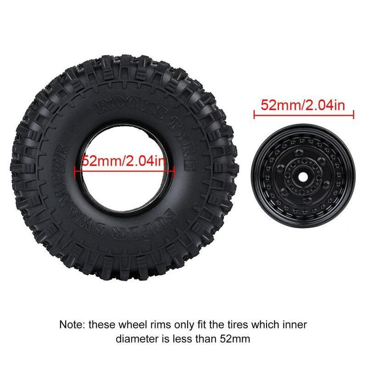 4PCS 1.9" Beadlock Wheel Rims for 1/10 Scale RC Rock Crawler, 116g/pcs