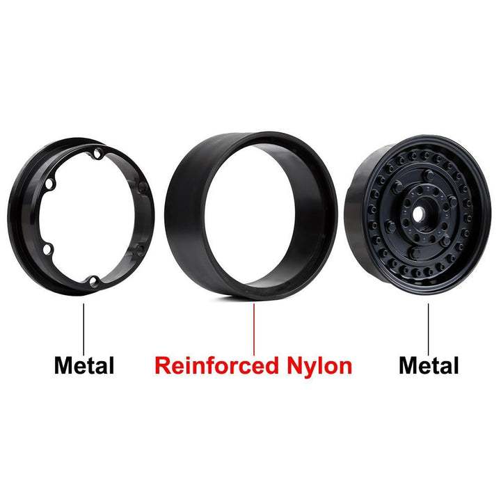 4PCS 1.9" Beadlock Wheel Rims for 1/10 Scale RC Rock Crawler, 116g/pcs