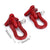 a pair of red Tow Hooks, with dimension markings