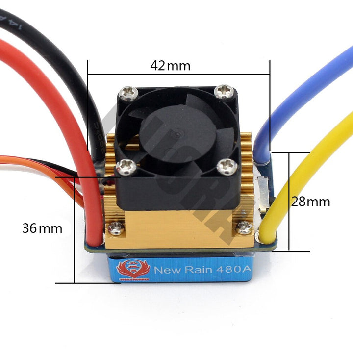 480A Waterproof Brushed ESC Speed Controller with 5V/3A BEC for 1/10 RC Crawler