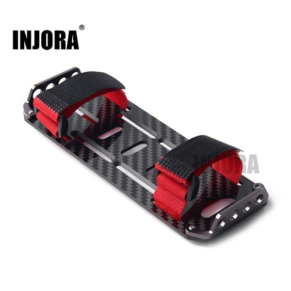RC Car Carbon Fiber Battery Mounting Plate with Tie for 1/10 RC Crawler - INJORA