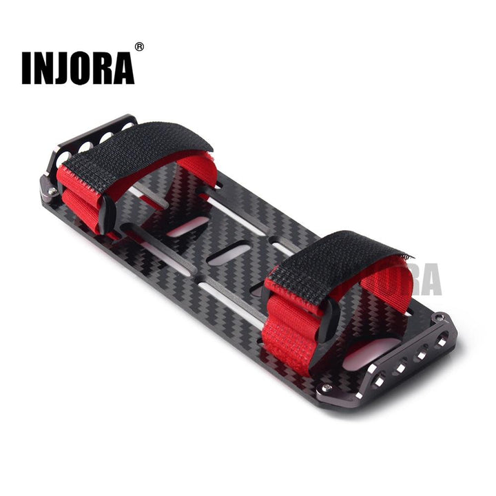 RC Car Carbon Fiber Battery Mounting Plate with Tie for 1/10 RC Crawler - INJORA