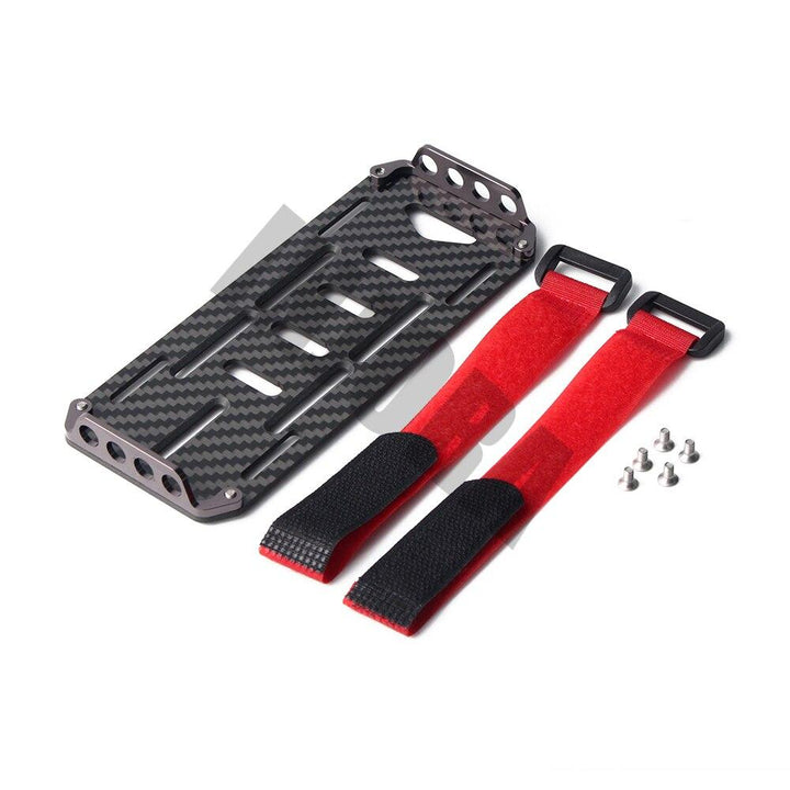 RC Car Carbon Fiber Battery Mounting Plate with Tie for 1/10 RC Crawler - INJORA
