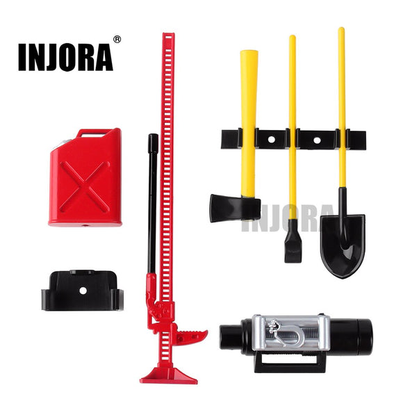 INJORA Mini Fuel Tank Winch Jack Tools Kit, 1/10 Scale Accessories for RC Crawler